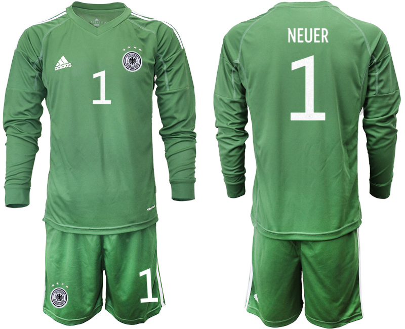 Men 2021 European Cup Germany green Long sleeve goalkeeper #1 Soccer Jersey1->germany jersey->Soccer Country Jersey